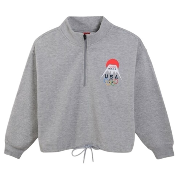 USA Olympics Quarter-Zip Sweatshirt Tokyo 2020 Oversized Quarter Zip L - Picture 1 of 9